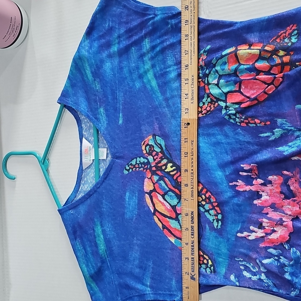Art & Sol Tee Ladies Size M Shirt SEA TURTLES FLORIDA Blue - Picture 5 of 7